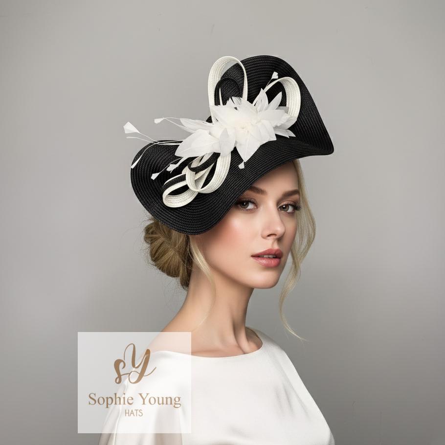 Black and White Kentucky Derby Hat, Royal Ascot Fascinator  display picture 3