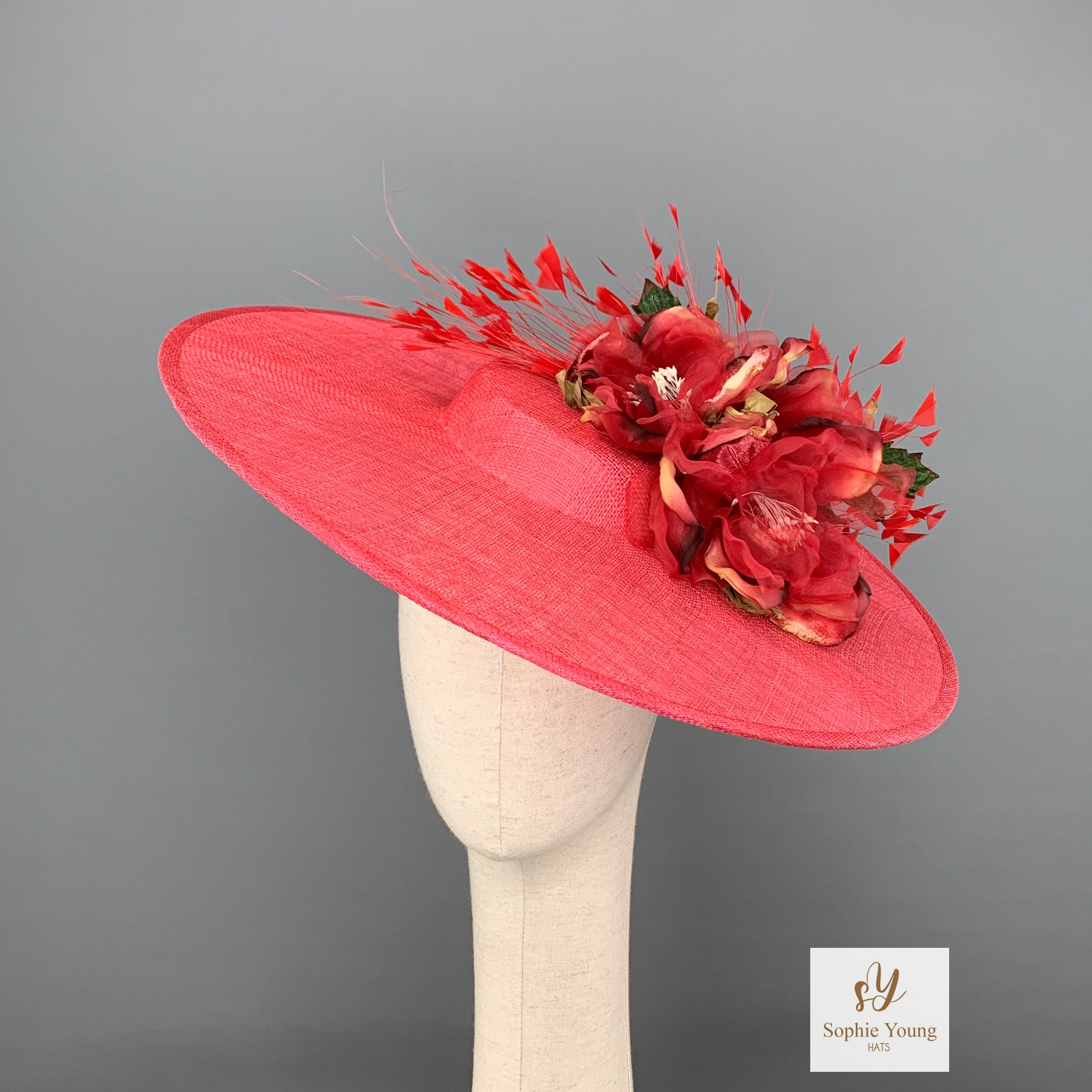Red Kentucky Derby Hat, Feathers Hat Red, Red Royal Ascot Red Kentucky Derby Hat, Feathers Hat Red, Red Royal Ascot