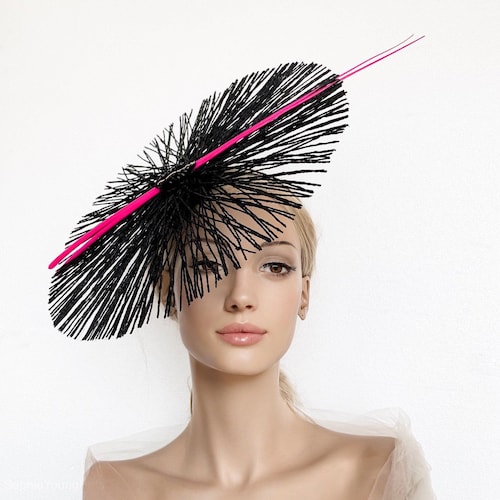 Black and Fuchsia Fascinator Hat Black Races Hat Ascot Hat - Etsy