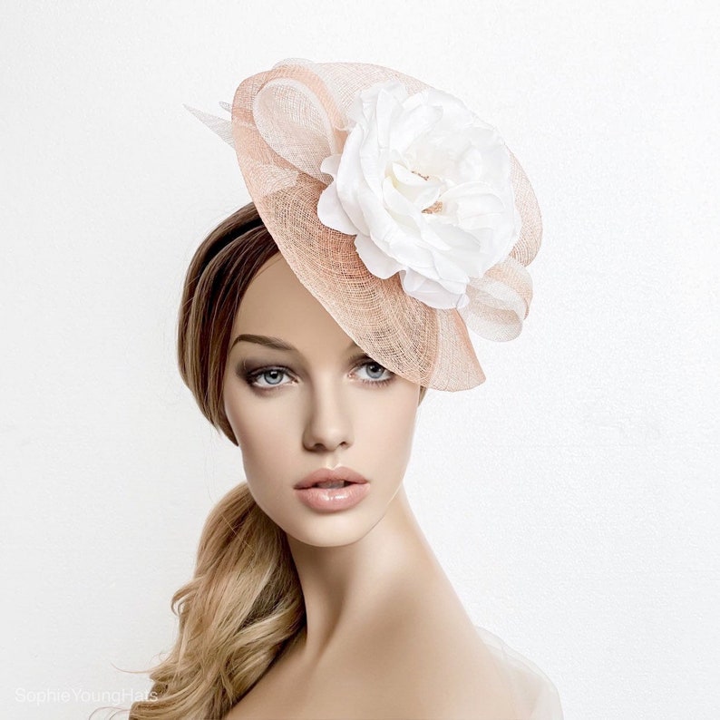 Latte hatinator, Tan kentucky derby fascinator hat, royal ascot flower fascinator, luncheon hat,  flower fascinator, wedding fascinator race 