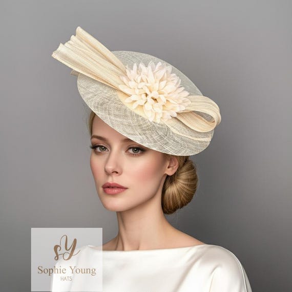 Cream Bow Royal Ascot Hat, Wedding Guest, Kentucky Derby  display picture 2
