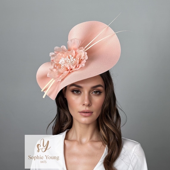 Blush Pink Kentucky Derby Hat, Floral Ascot Blush Fascinator  display picture 1