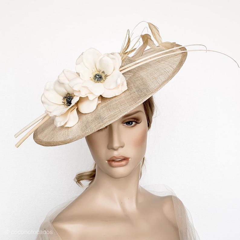 Beige fascinator Elegant beige wedding hat kentucky derby Etsy