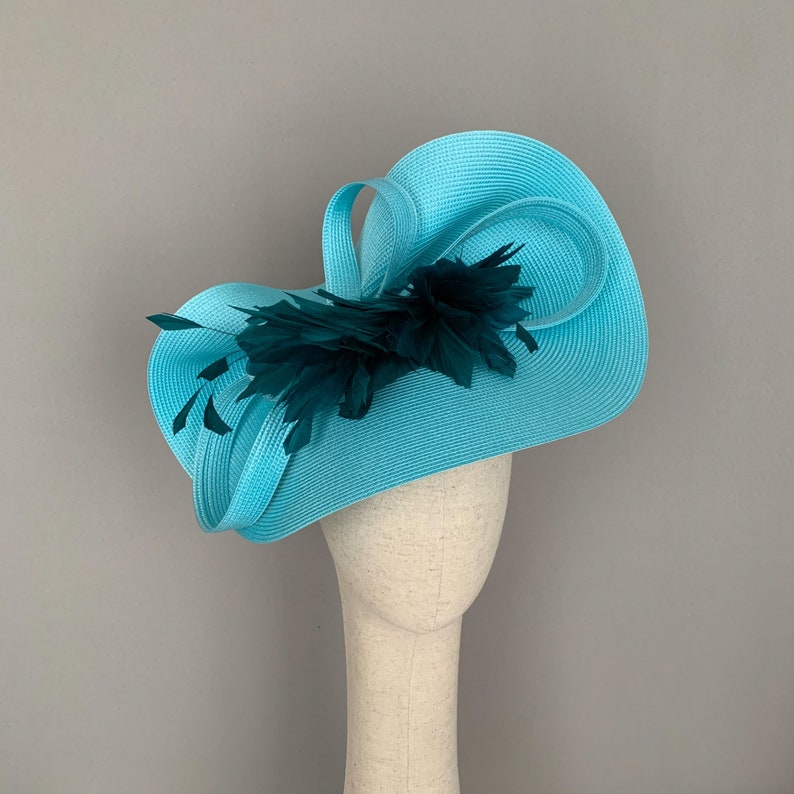 Turquoise Kentucky Derby Hat Teal Fascinator Feathers | Etsy