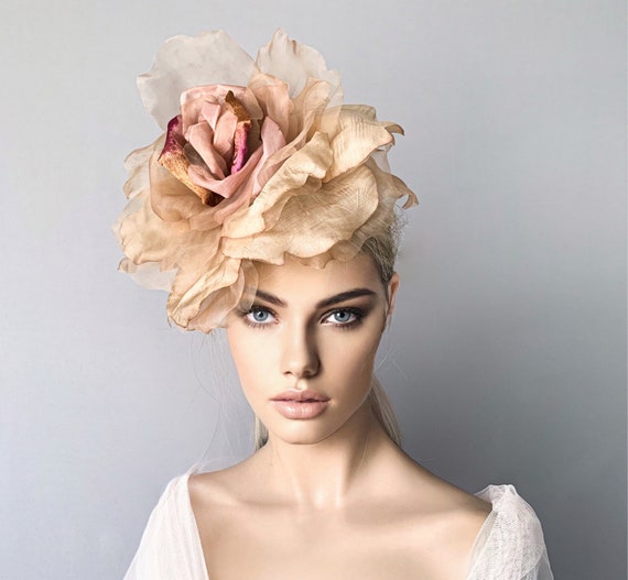 Rose Gold Silk Flower Fascinator 