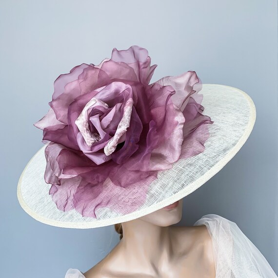 Purple Floral Kentucky Derby Hat: Cream Straw Fascinator - Etsy