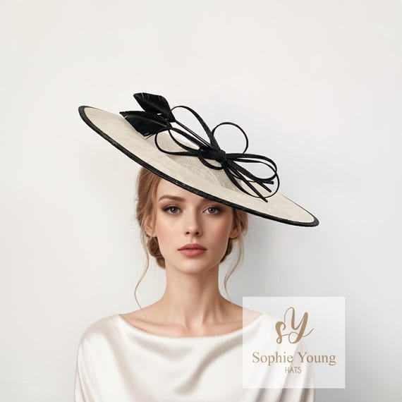 Cream Wide-Brim Wool Hat with Black Trim & Feather Detail Brixton Hats | Reno Wool Felt Fedora Hat – Village Hat Shop main image 3