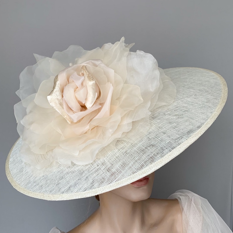 Kentucky Derby Hat Cream Wide Brim Hat Ivory Royal Ascot Etsy