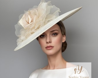 Cream Wedding Hat With Veil - Ivory Kentucky Derby Hat for  display picture 1