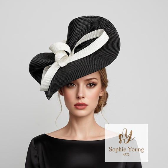 Black and White Fascinator Hat, Kentucky Derby Hat, Black  display picture 2