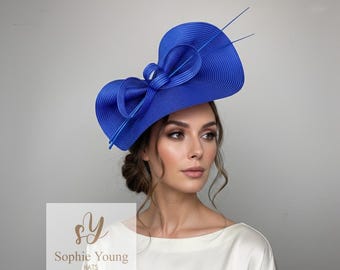 Sombrero Kentucky Derby azul real, sombrero de boda Ascot Tea Party