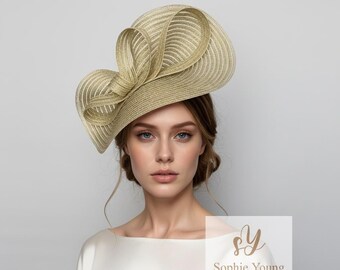 Metallic Gold Kentucky Derby Hat,gold Ascot Hat,gold  display picture 1
