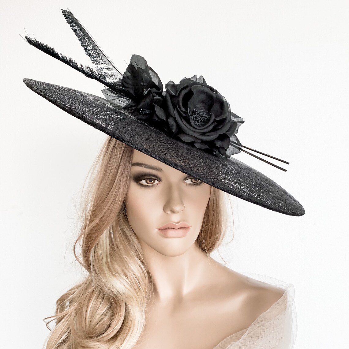 Black Derby Hat Royal Ascot Races Hat Black Kentucky Derby Etsy