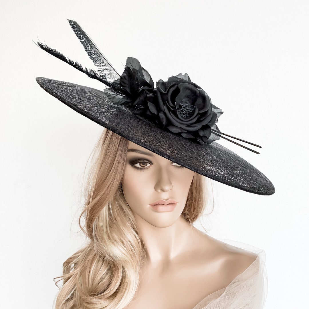 Black Derby Hat, Royal Ascot Races Hat, Black Kentucky Derby Hat, Black