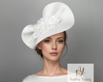 White Floral Fascinator Hat: Kentucky Derby, Royal Ascot Races