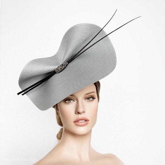 Silver Fascinate Wedding Fascinator Hat/choose any colour satin & feather colour 