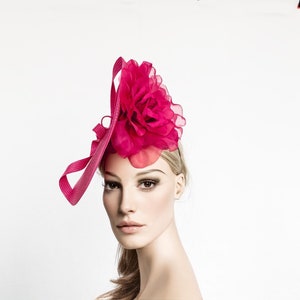 Fuchsia Floral Derby Fascinator: Ascot Races Hat