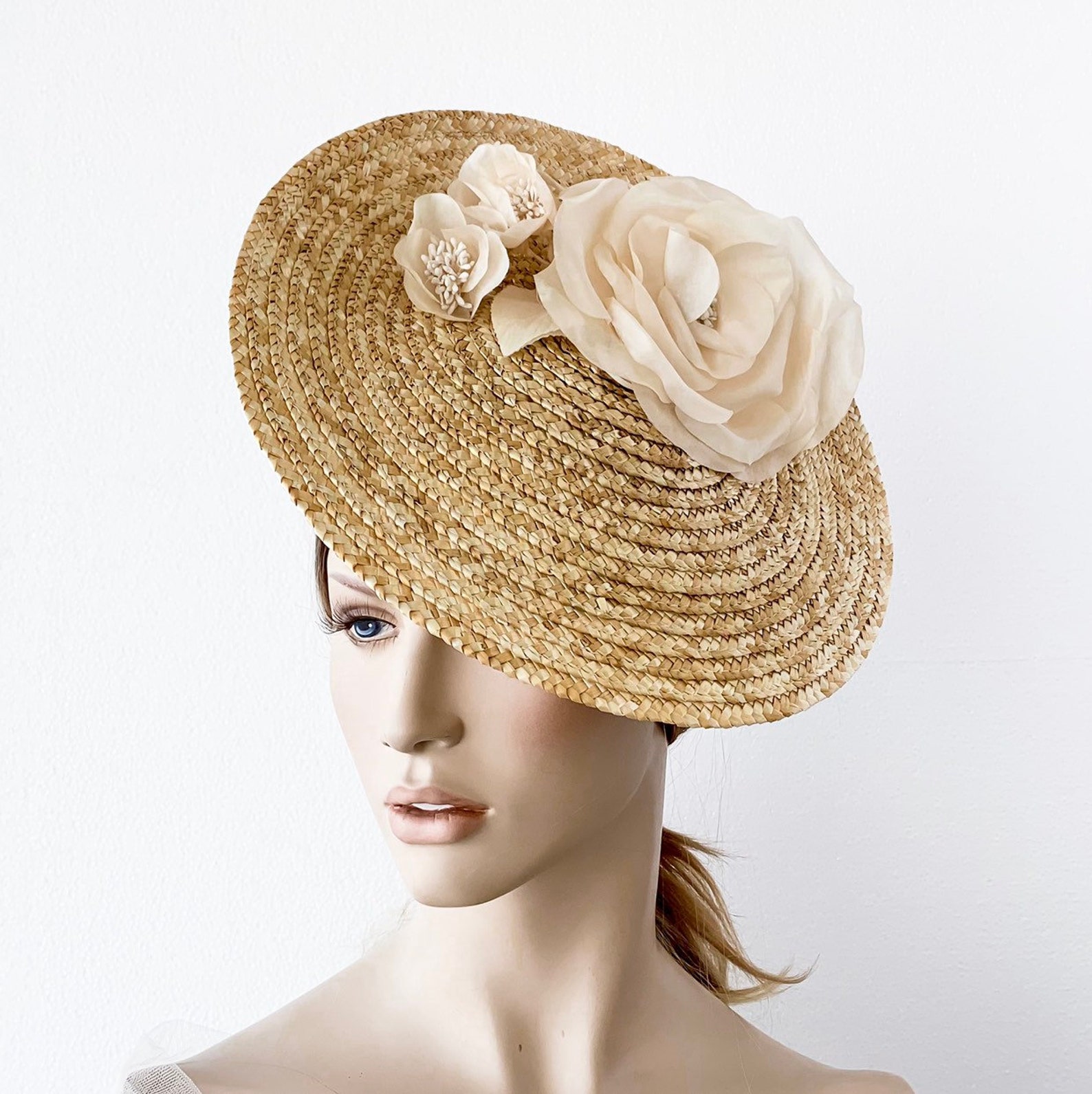 Natural straw kentucky derby hat straw royal ascot hat Etsy