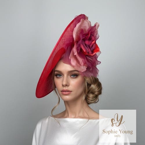 Red Kentucky Derby Hat, Black and Red Fascinator With  display picture 2
