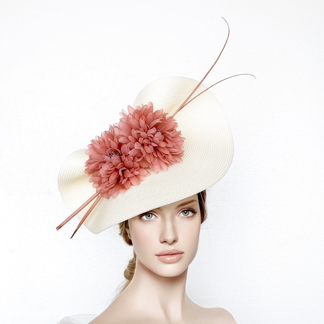 Dusty Pink Derby Hat, Wedding Hat, Royal Ascot Fascinator, Races Hats