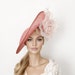 Kentucky derby hat, blush derby hat, pale pink royal ascot hat for woman, straw fascinator, soft pink weddin hat, ascot hat, mother of bride
