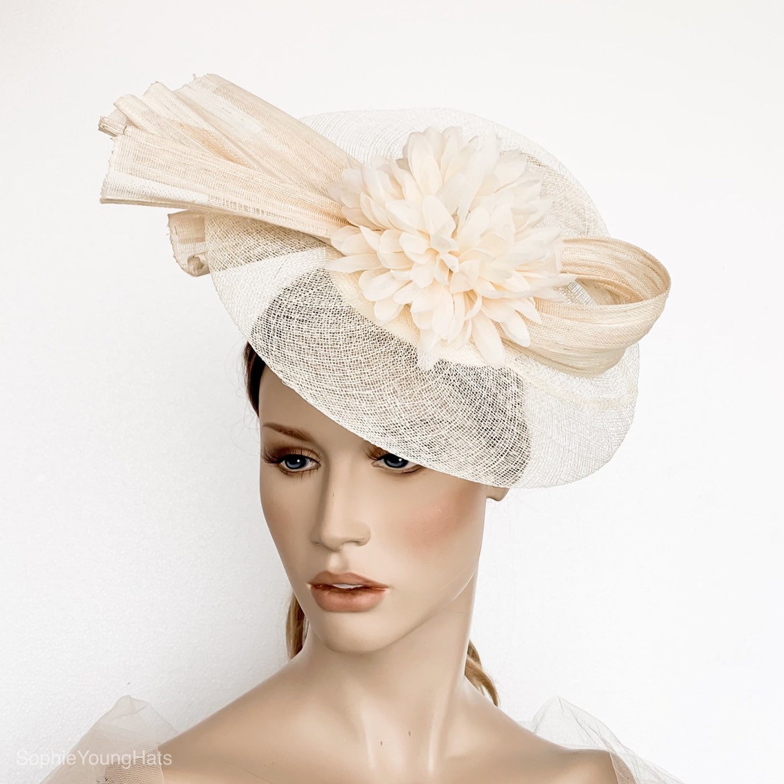 Cream derby fascinator Ivory ascot hat cream kentucky derby Etsy