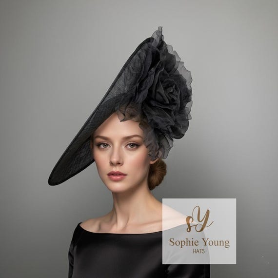 Black Saucer Fascinator, Kentucky Derby Royal Ascot, Large  display picture 2
