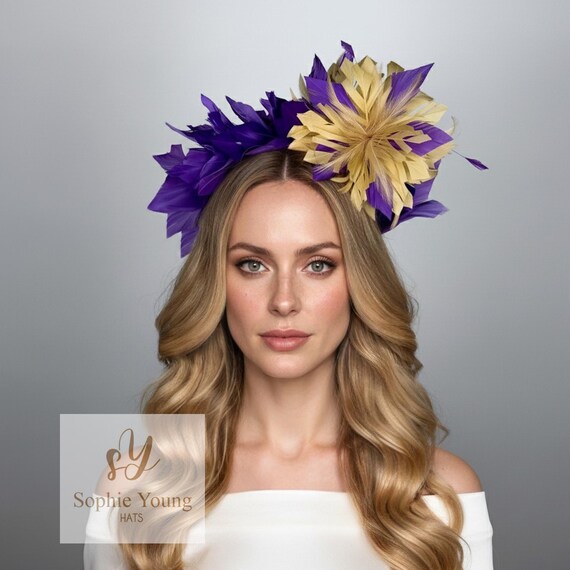 Luxury Purple Feather Fascinator, Elegant Fascinator for  display picture 1