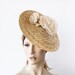 Natural straw kentucky derby hat, straw royal ascot hat, wedding hat, formal hat for women, a race day hat, straw fascinator, hats for women 