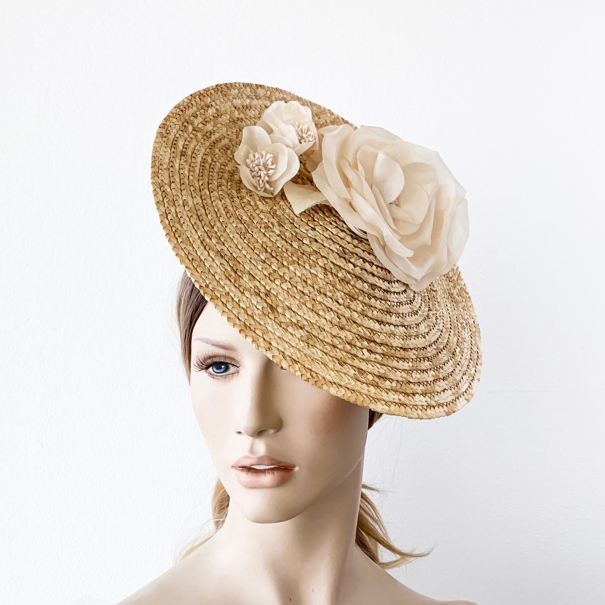 Natural straw kentucky derby hat straw royal ascot hat Etsy