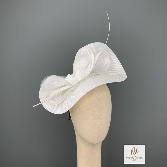 Elegant White Racing Hat for Women, Bride Veil Wedding Hat