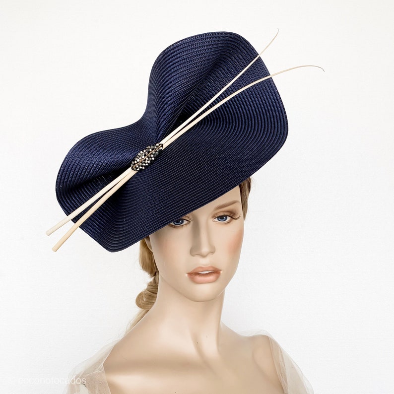 Navy and White Derby Fascinator Black Ascot Hat Wedding Hat | Etsy