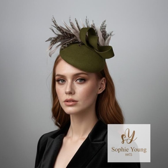Wool Felt Fascinator Pillbox Hat with Flower Veil Derby Style Z&X Vintage 1920s Wool Felt Flower Fascinator Pillbox Hat  main image 4