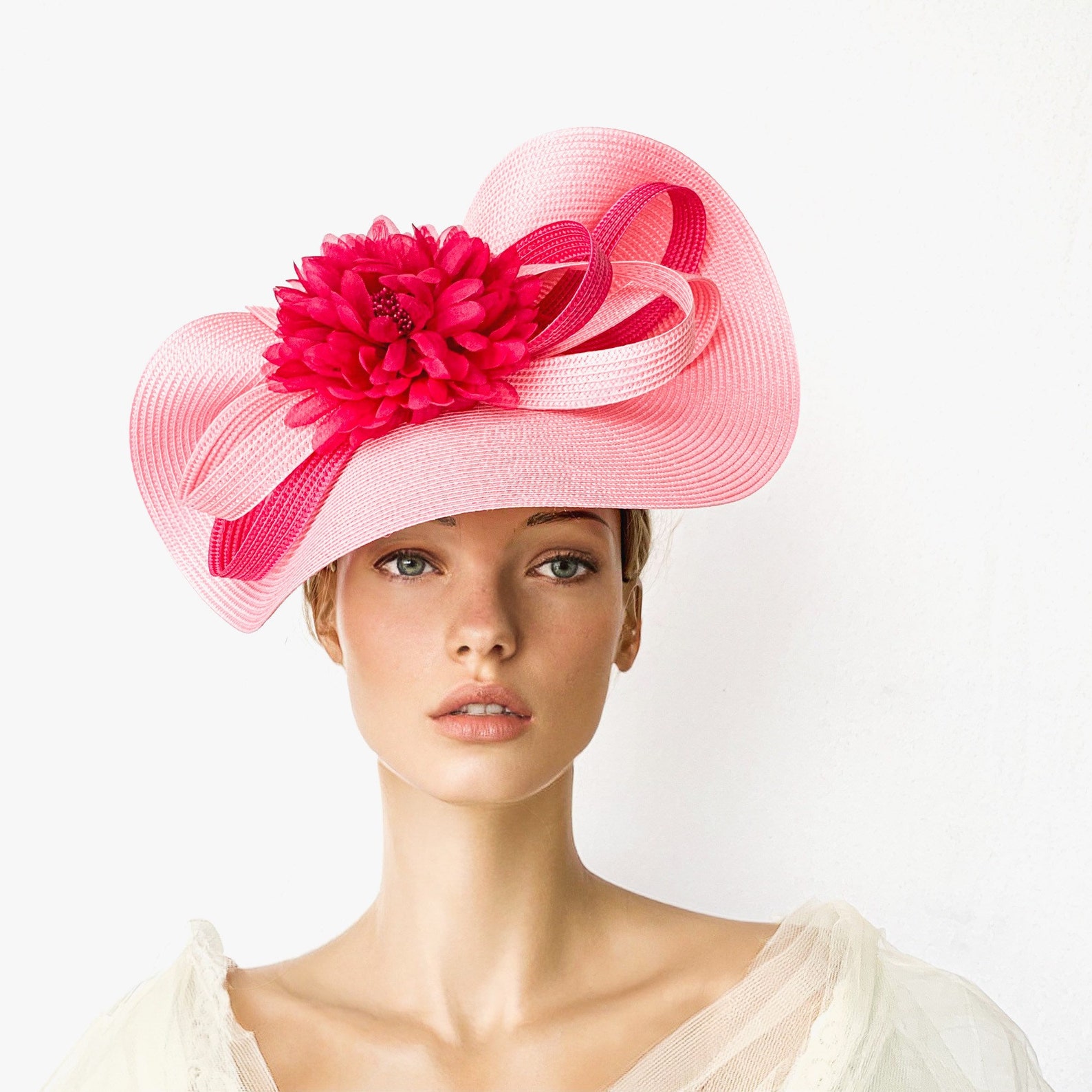 Pink kentucky derby hat flower fascinate hat fuchsia hat Etsy