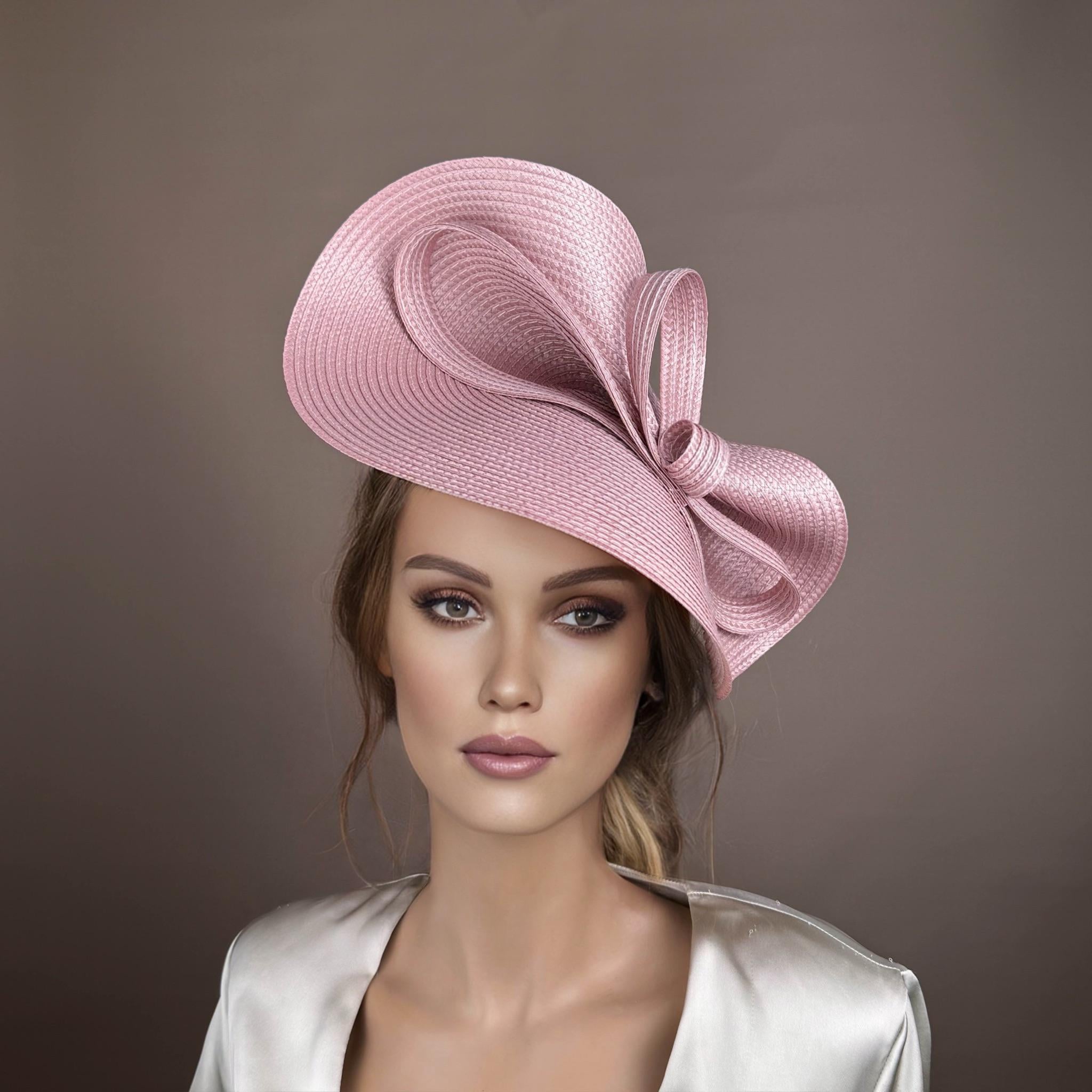 Blush Pink Ascot Hat: Women's Derby Bow Fascinator