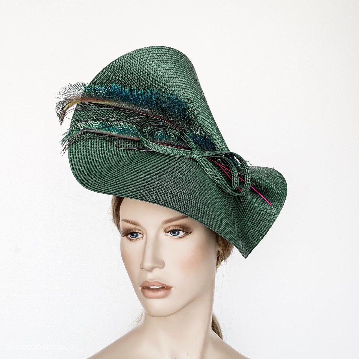 peacock wedding hat