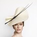 Black and white derby fascinator, black ascot hat, wedding hat, Ivory kentucky derby hat, ascot fascinator hat, derby fascinator, straw hat
