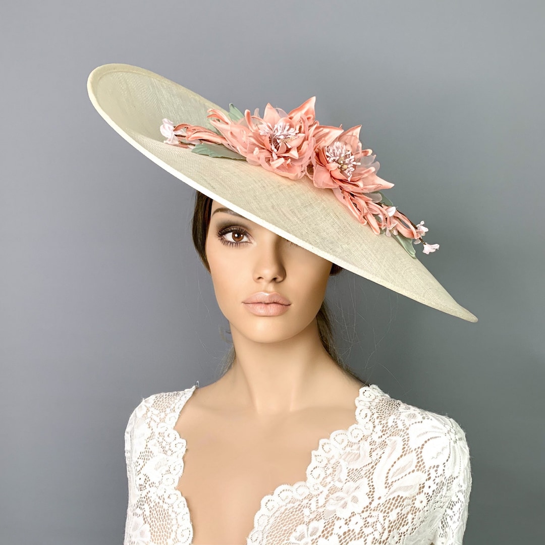 Kentucky Derby Hat, Ivory and Blush Derby Hat, Ivory Royal Ascot Hat