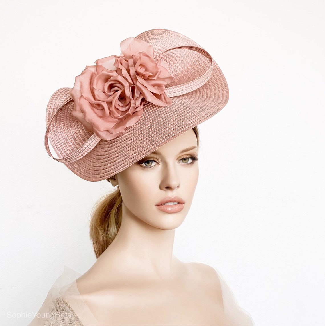 Dusty Pink Derby Fascinator Pink Ascot Hat Pink Kentucky Etsy