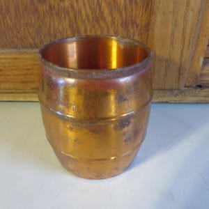 Vintage Solid Copper Cup - West Bend 1940&#39;s or Earlier - Barrel Shaped Mug - Double Wall - Use for Pencil Holder or Planter - #1770