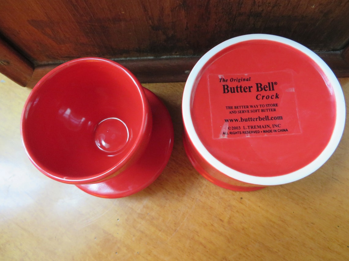 Red Ceramic Butter Bell The Original Butter Bell Crock Etsy
