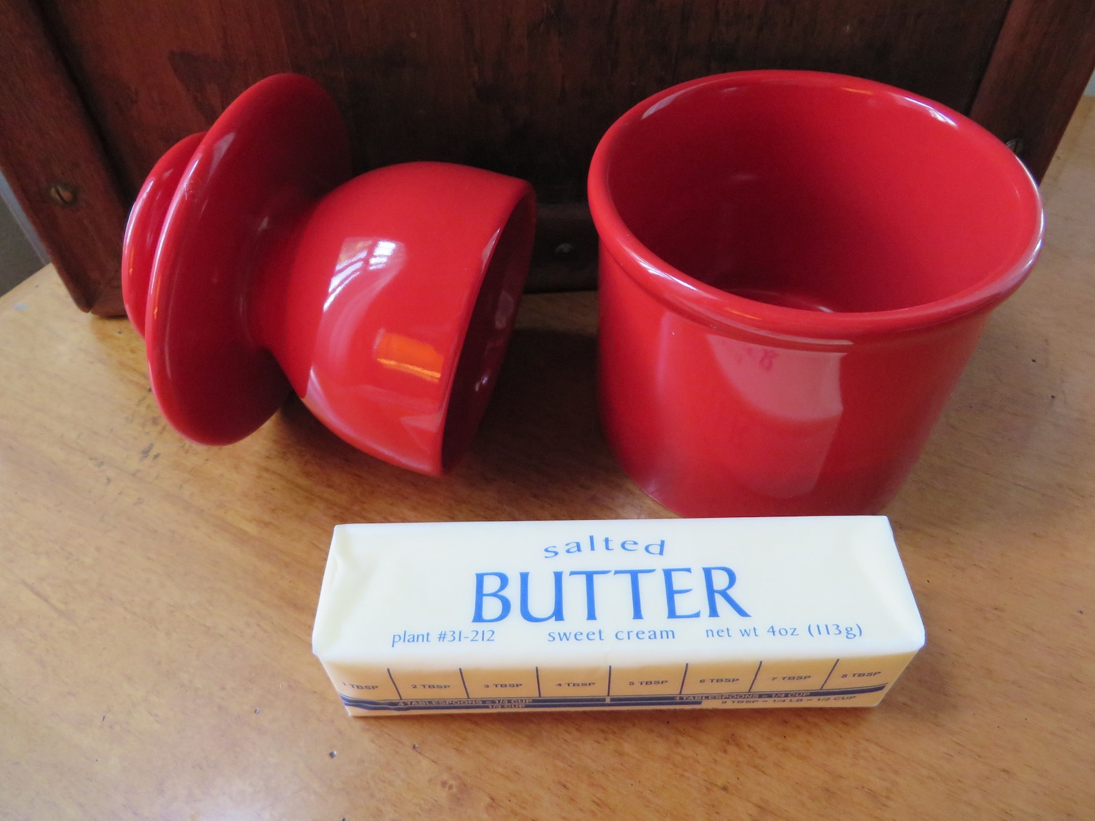 Red Ceramic Butter Bell The Original Butter Bell Crock Etsy