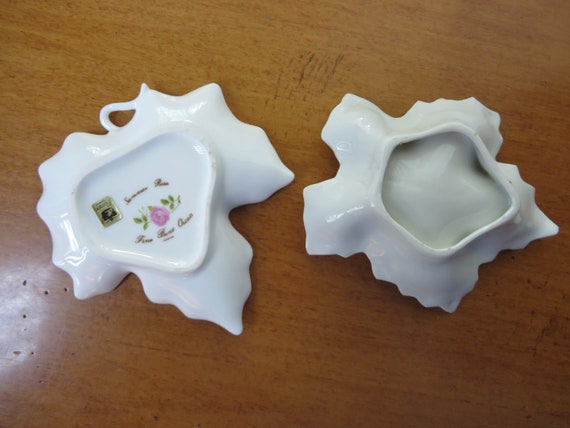 Two Ring Dishes - Vintage Leaf Shaped Trinket Dis… - image 8