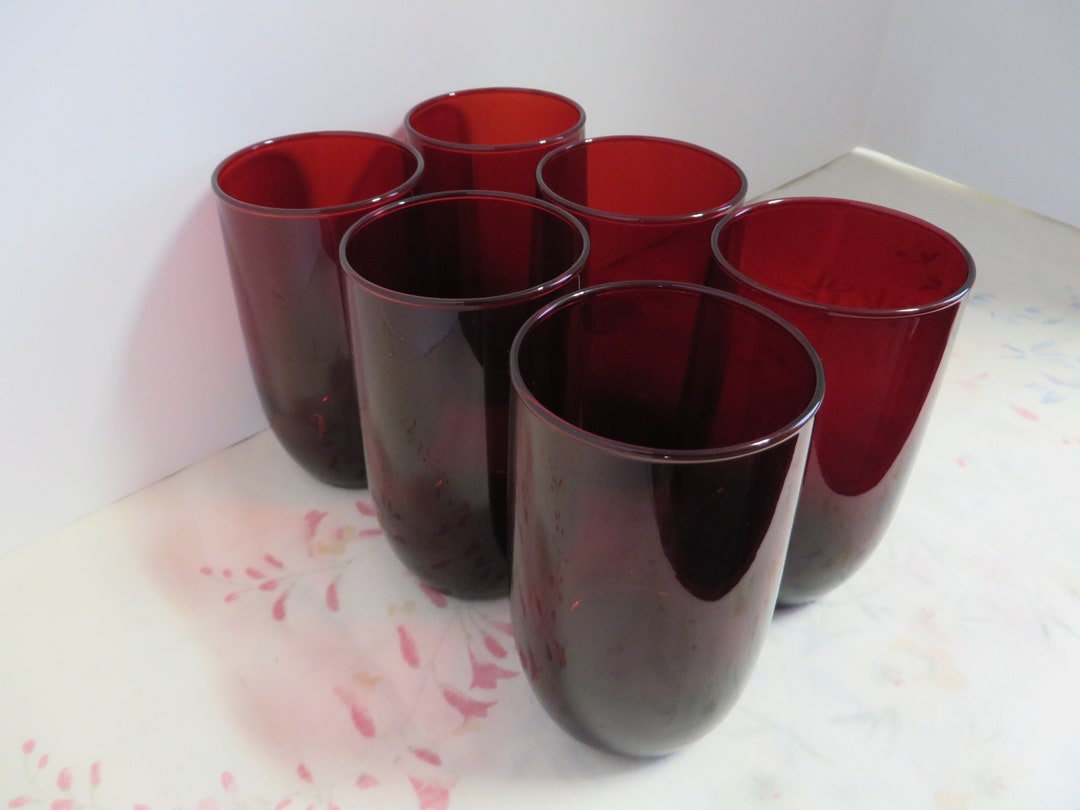Ruby Red Juice Glasses Set of Six Red Anchor Etsy
