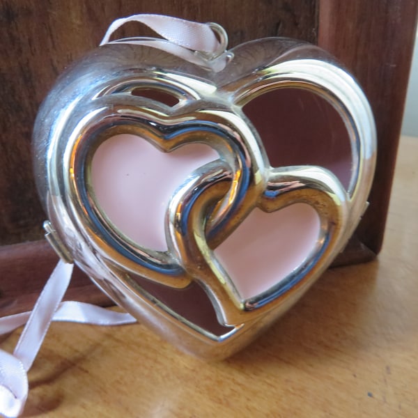 Vintage Lenox Trinket Box - Gift of Knowledge Heart Box - Breast Cancer Awareness Tribute Hinged Silver Box - Intertwined Hearts - #1006