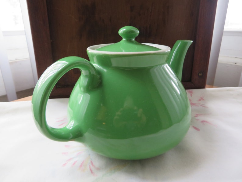 Vintage Hall China Teapot Green Pottery Tea Pot MCM Mid Etsy