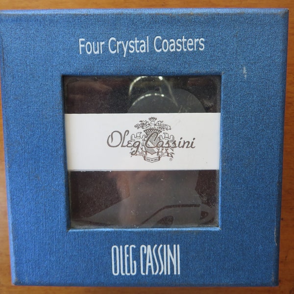 Signed Oleg Cassini Set of Four Crystal Coasters - Cowboy Boot Design - Beveled Edges - Man Cave - Barware - Ranch - Western Decor - #586