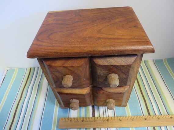 Vintage Jewelry Chest - 1940's Handmade Solid Woo… - image 10