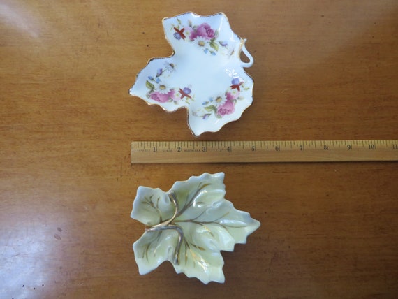 Two Ring Dishes - Vintage Leaf Shaped Trinket Dis… - image 10