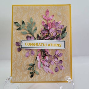 Congratulation Blank Card / Handmade Congratulations Blank Card / Card with Envelope / Flowers Card / 3D Card / Free Postage